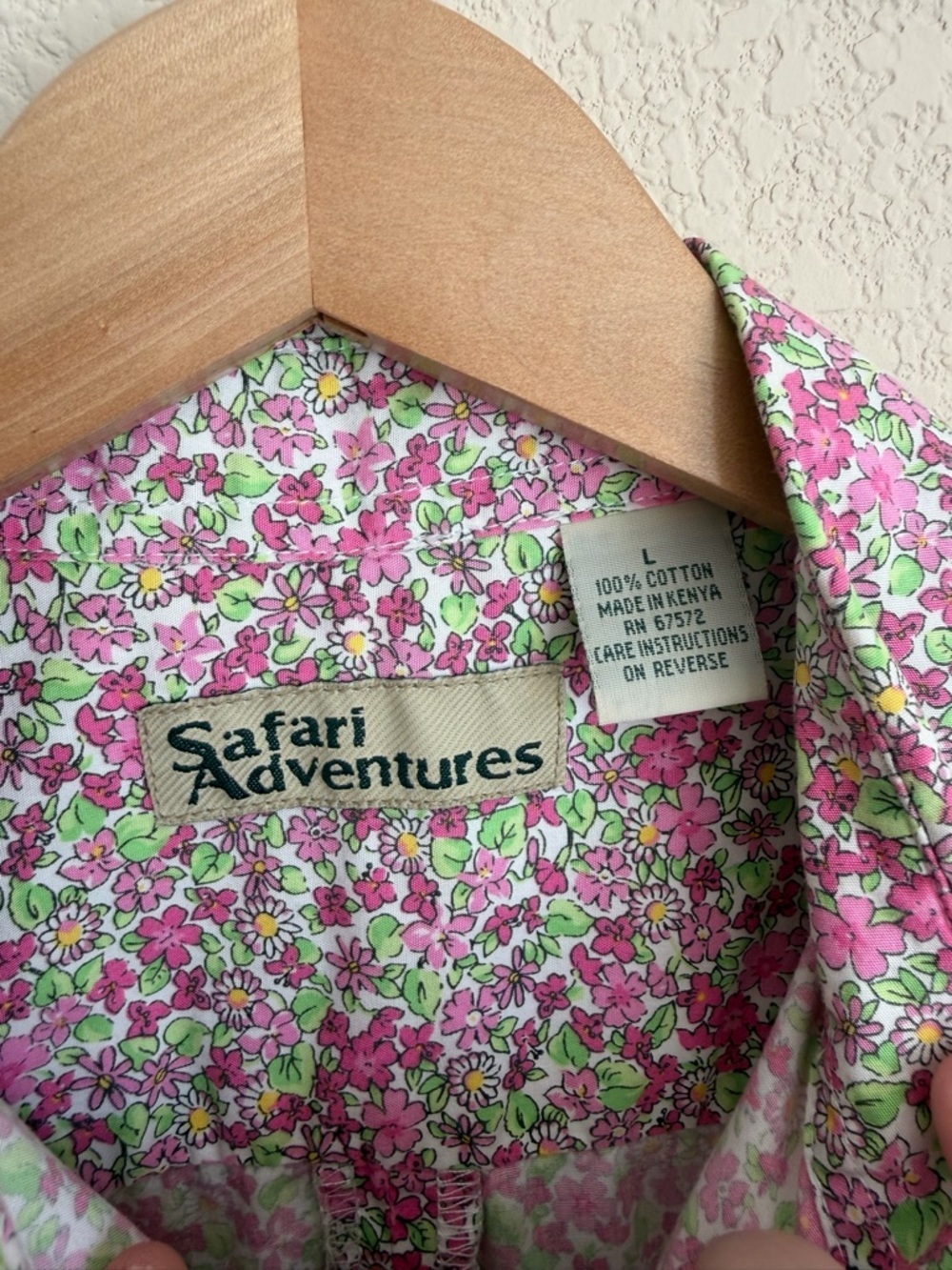 Safari Adventures Vintage Floral Sleeveless Button Down Shirt Large Cotton Pink - Picture 2 of 8